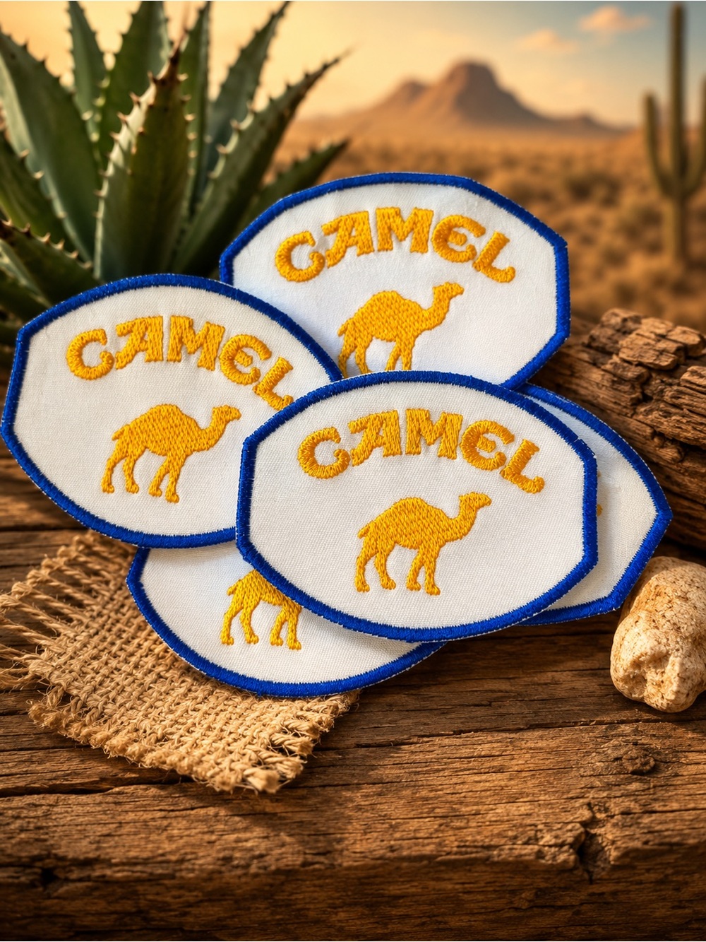 Camel Embroidered Patch - Blue & Gold Camel Logo